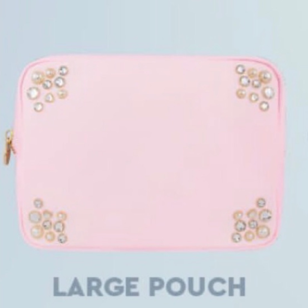 Stoney Clover Lane Embellished Large Pouch Pink With Crystals Nwt